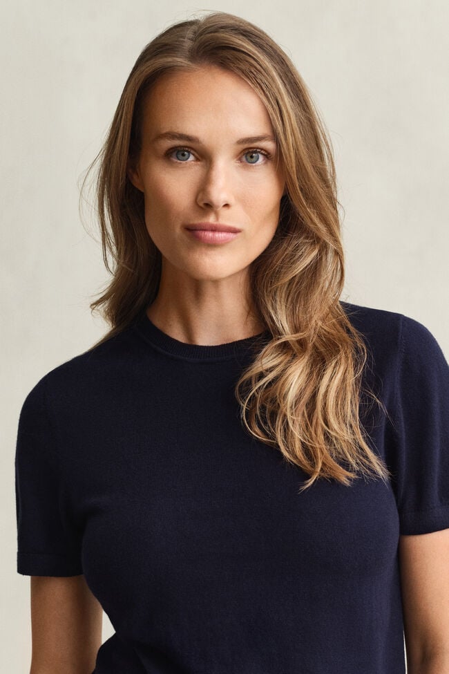 Lightweight Knit Short Sleeve Crew Neck Sweater