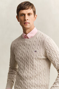 Cotton Cable Knit Crew Neck Sweater