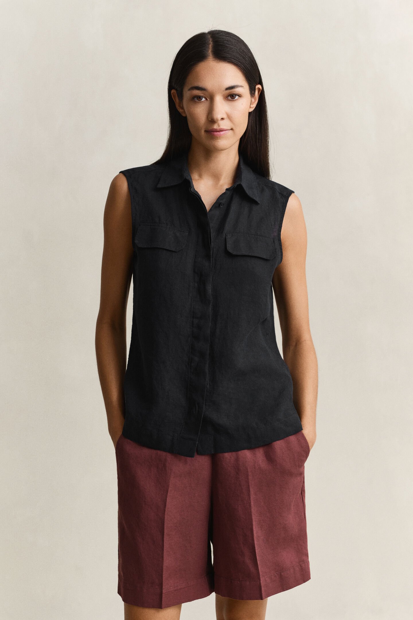 Sleeveless Linen Shirt