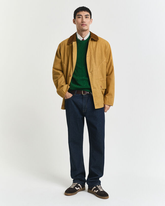 Lambswool Cable Knit Crew Neck Sweater