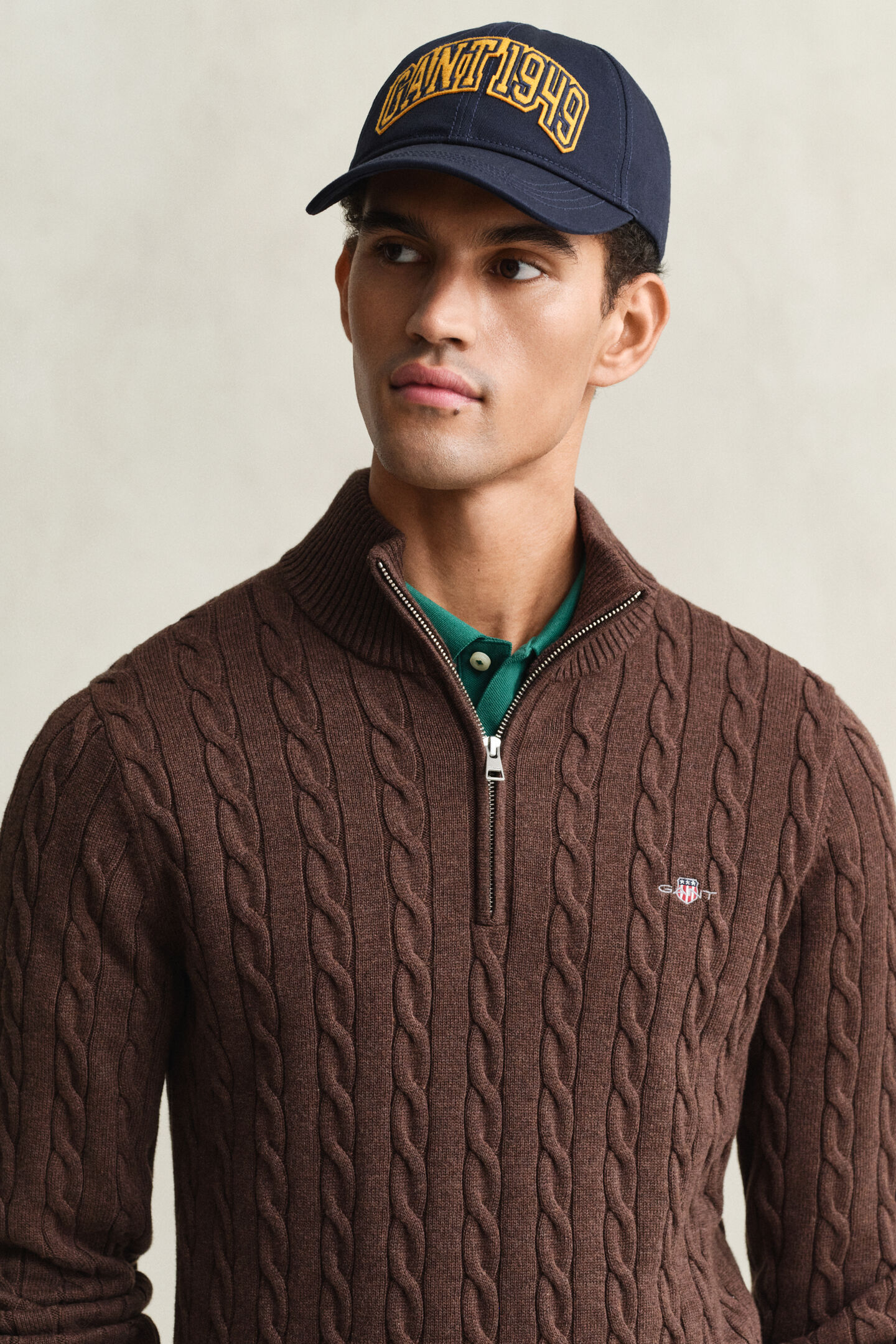 Cotton Cable Knit Half-Zip Sweater