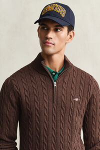 Cotton Cable Knit Half-Zip Sweater
