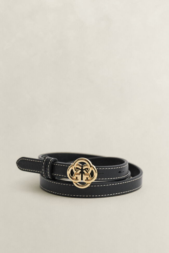 Monogram Buckle Leather Belt