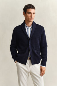 Cable Knit Shawl Collar Cardigan