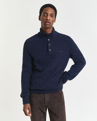 Wool Blend Nepps Half-Buttoned Sweater