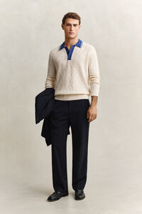 Cable Knit Polo Sweater
