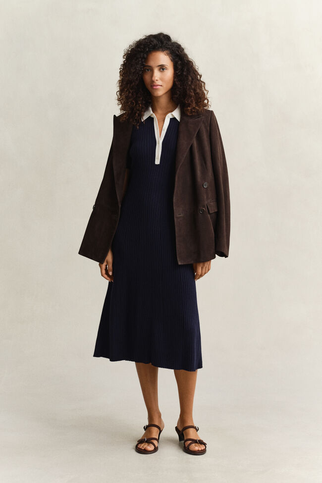 Rib Knit Polo Dress