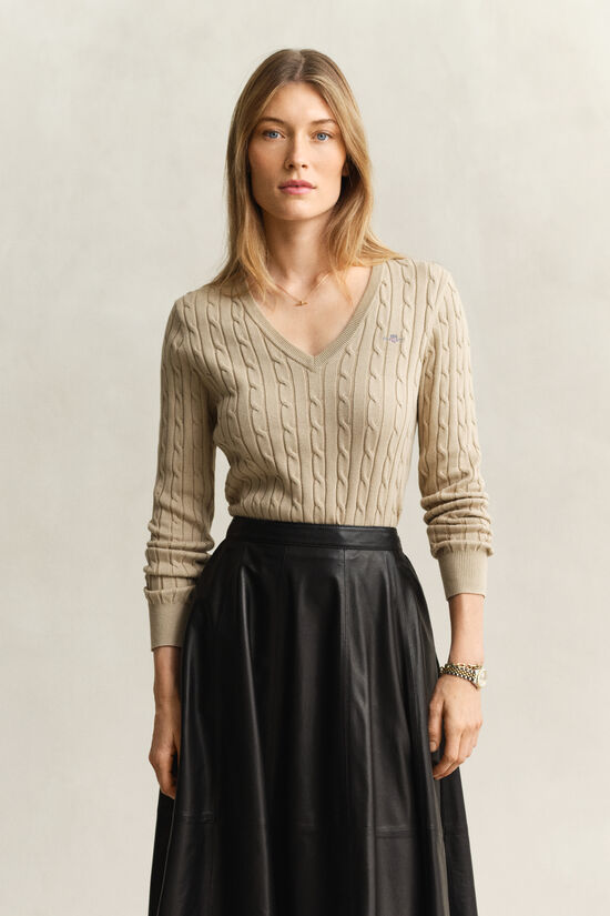 Cable Knit V-Neck Sweater