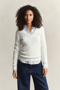 Cable Knit V-Neck Sweater