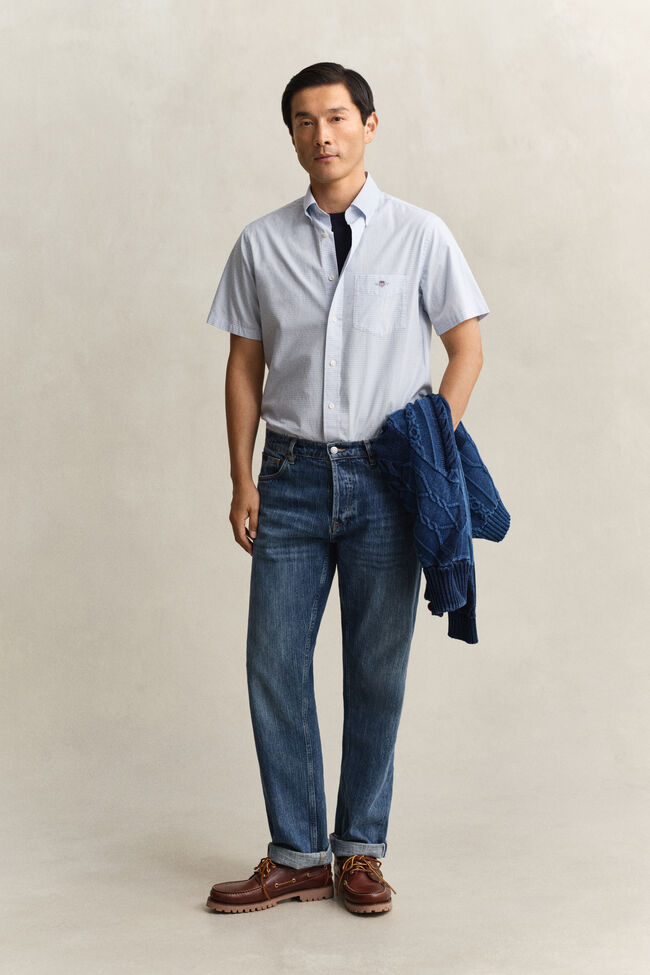 Gingham Classic Poplin Short Sleeve Shirt