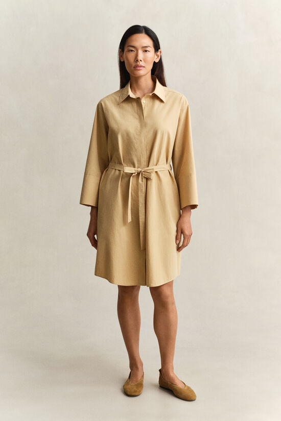 Belted Poplin Shirt Dress