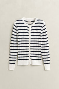 Striped Cable Knit Cardigan