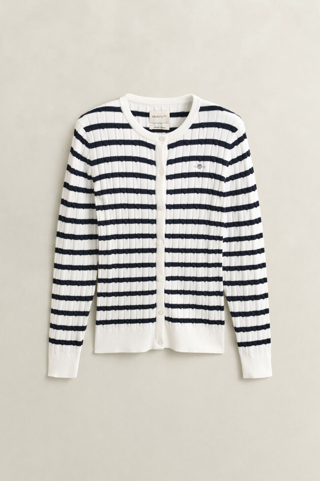 Striped Cable Knit Cardigan