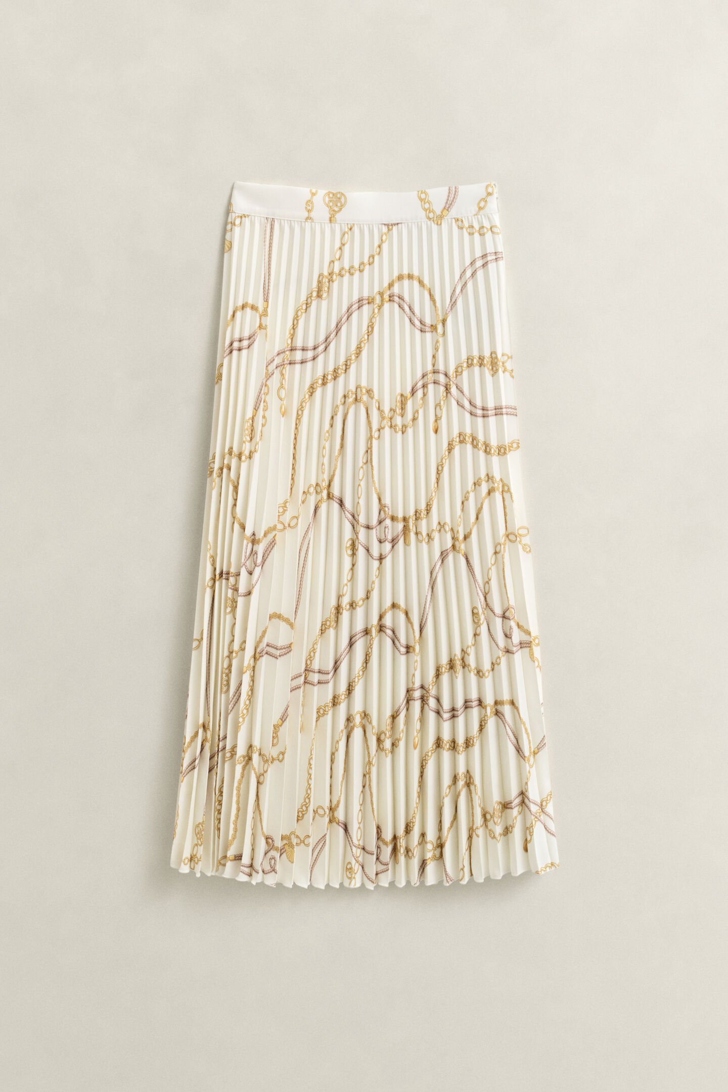 Printed Pleated Midi Skirt