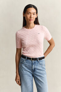 Cable Knit Short Sleeve Sweater