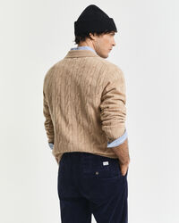 Lambswool Cable Knit Polo Sweater