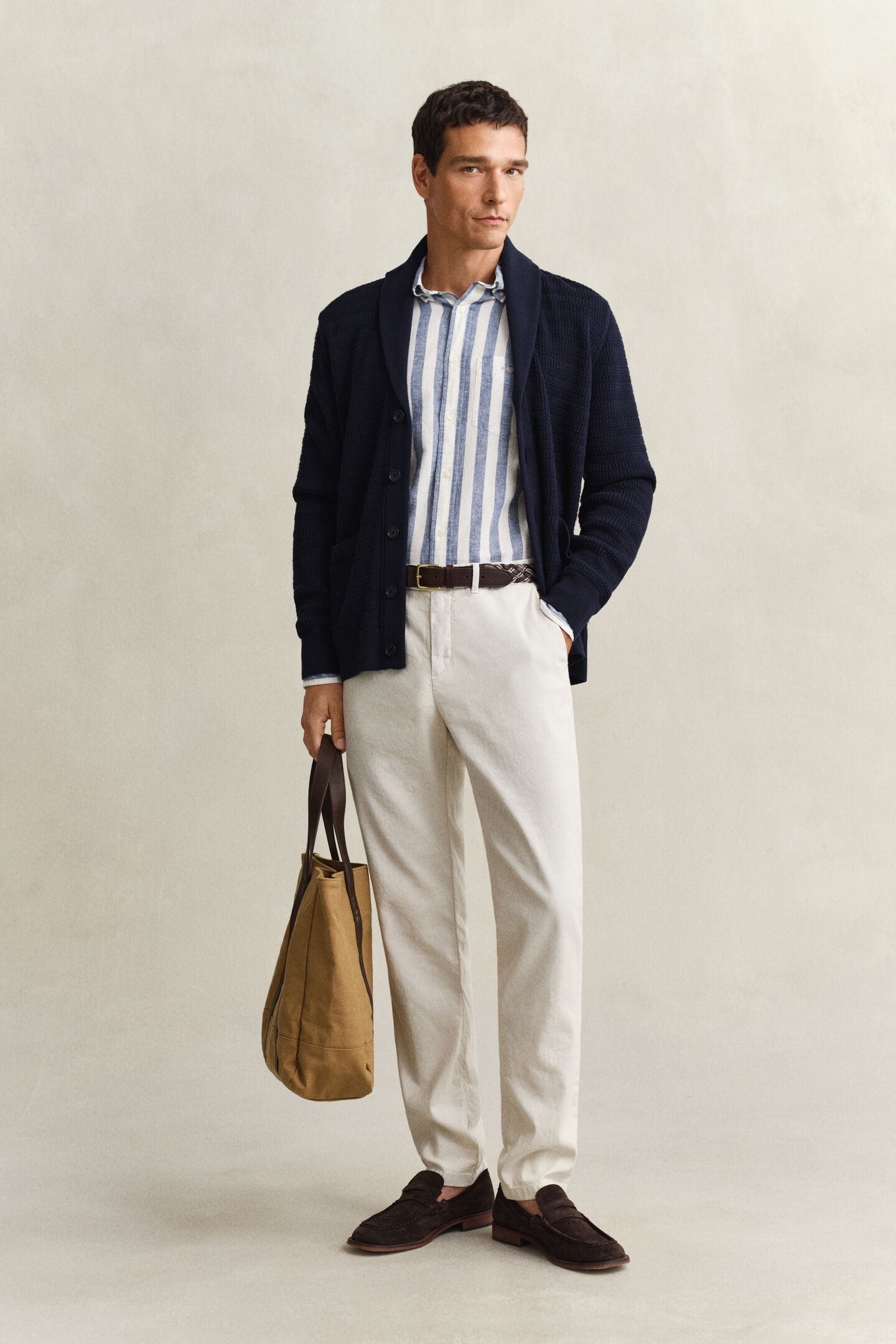 Cable Knit Shawl Collar Cardigan