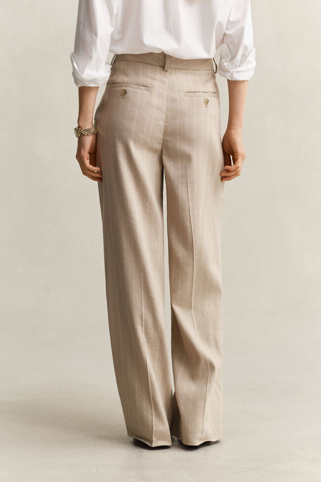 Pinstriped Linen Blend Pants