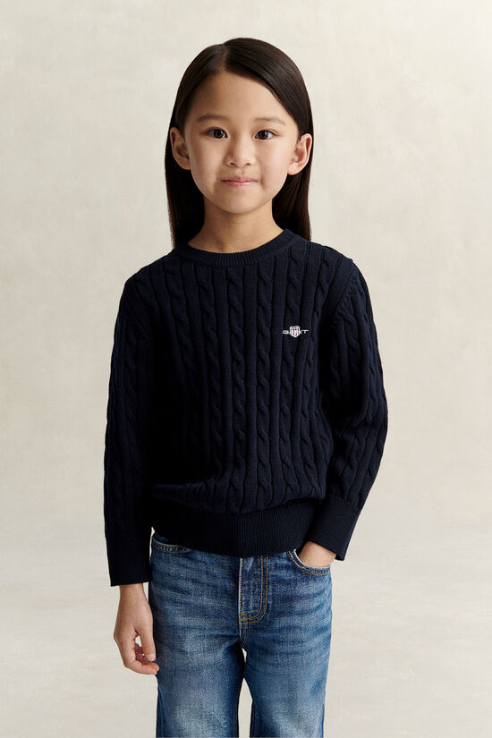 Girls Shield Cable Knit Sweater