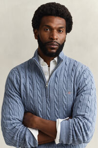 Cotton Cable Knit Half-Zip Sweater