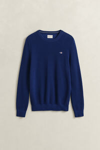 Textured Cotton Crew Neck Sweater