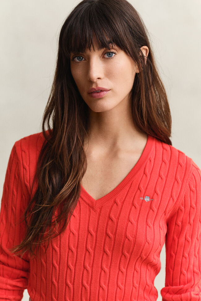 Cable Knit V-Neck Sweater