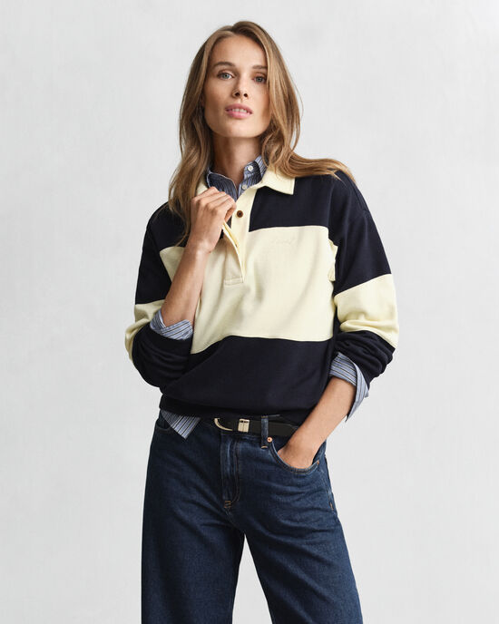 Piqu&eacute; Textured Color Blocked Rugger