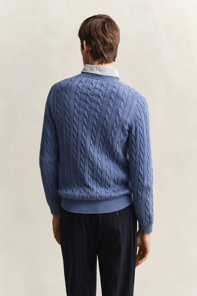 Cotton Cable Knit Crew Neck Sweater