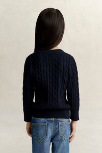 Girls Shield Cable Knit Sweater