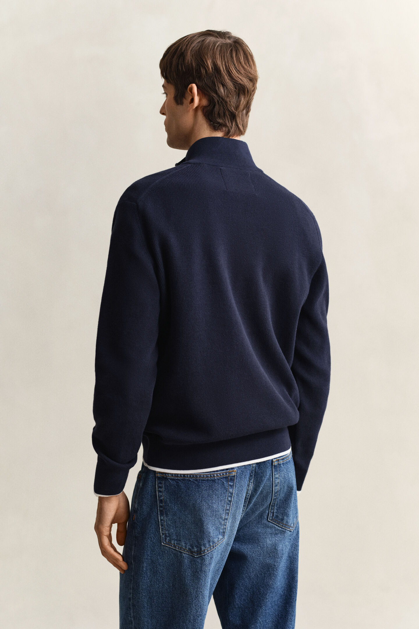 Ribbed Cotton Half-Zip Sweater