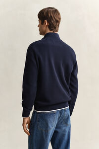 Ribbed Cotton Half-Zip Sweater