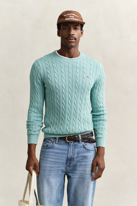 Cotton Cable Knit Crew Neck Sweater