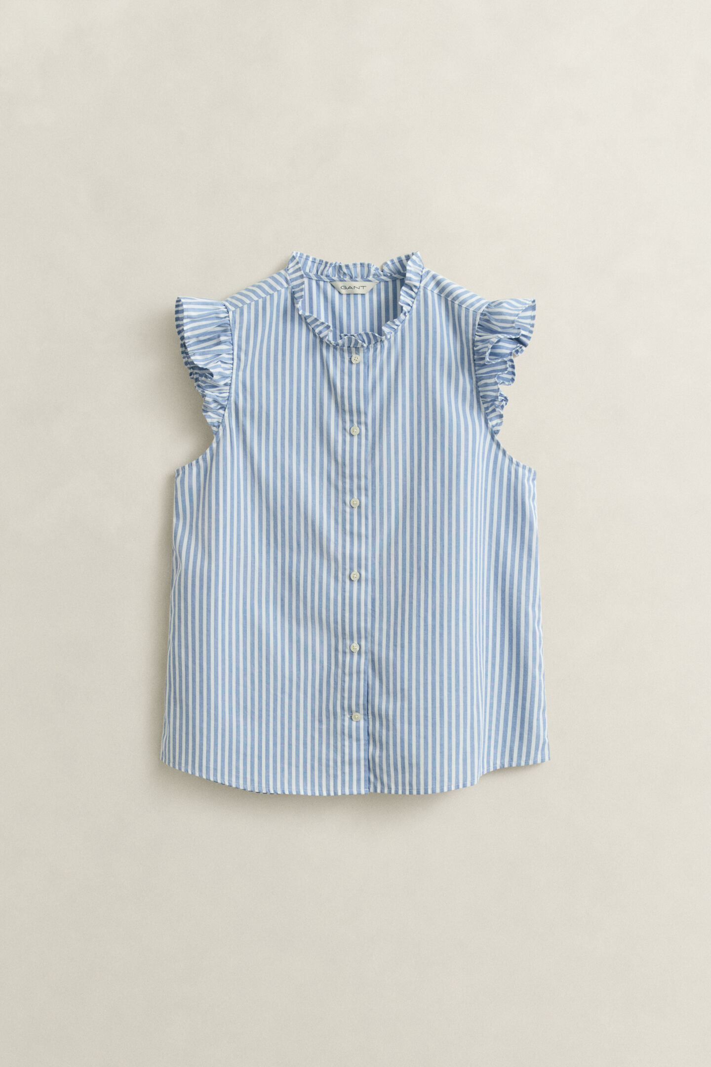 Ruffled Striped Cotton Blouse