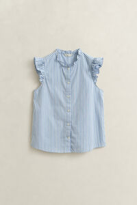 Ruffled Striped Cotton Blouse