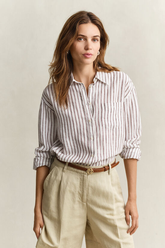 Relaxed Fit Striped Linen Shirt