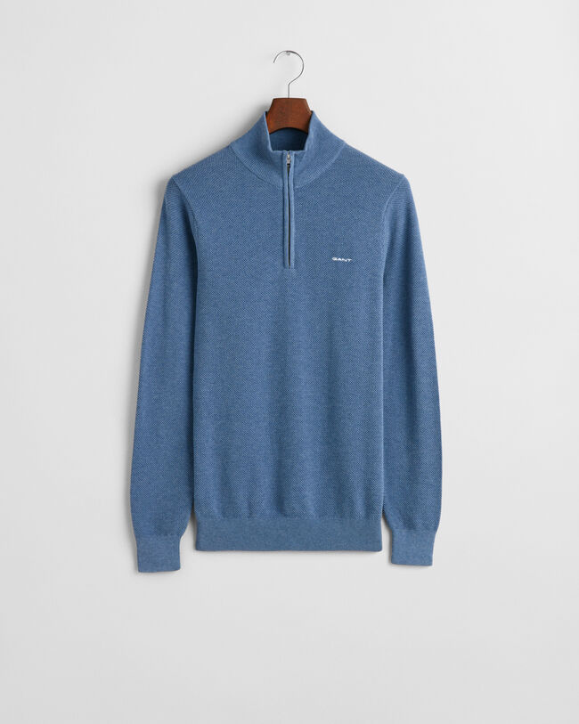 Cotton Piqu&eacute; Half-Zip Sweater