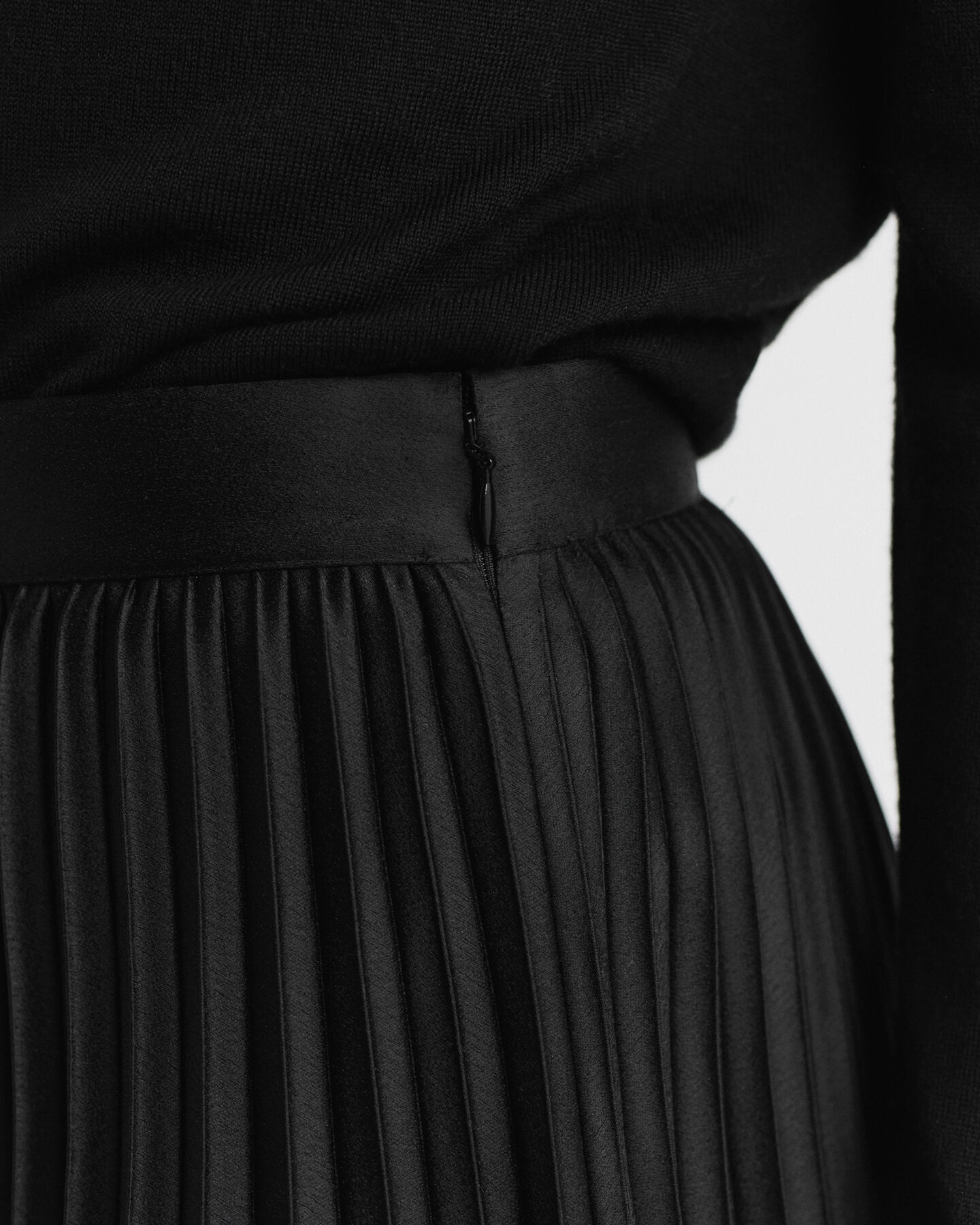 Pleated Sateen Skirt