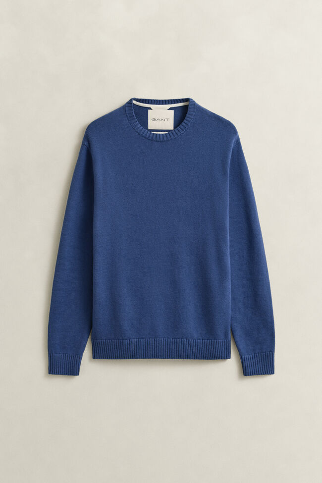 Cotton Blend Crew Neck Sweater