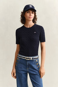Cable Knit Short Sleeve Sweater