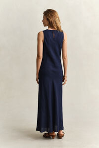 Bias Cut Linen Midi Dress