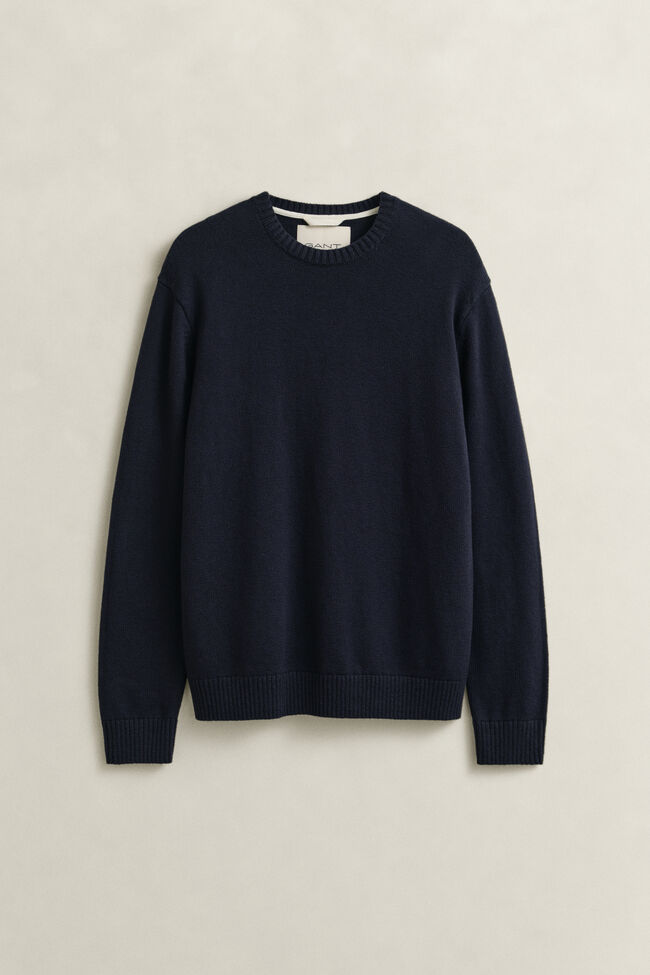 Cotton Blend Crew Neck Sweater