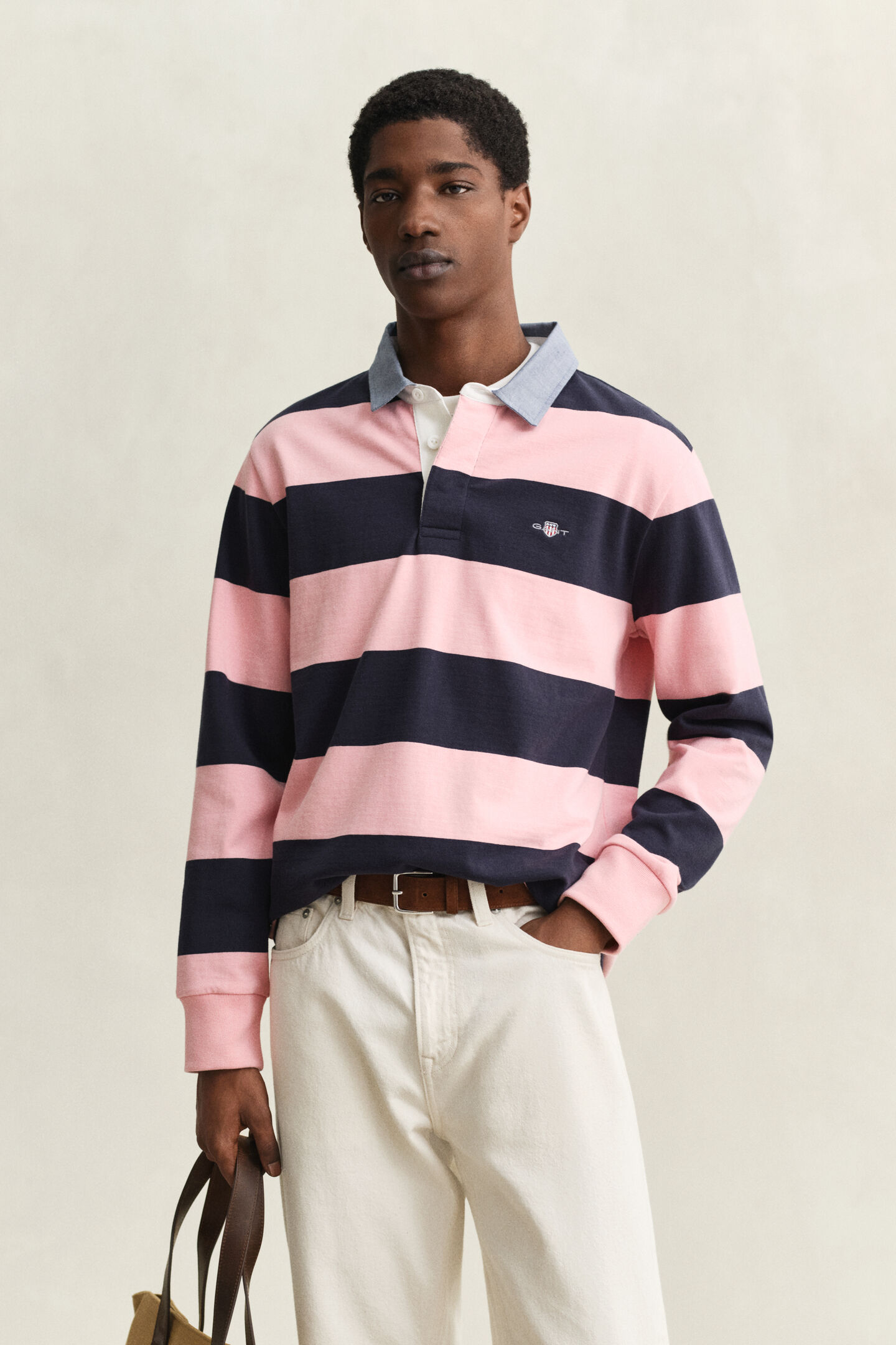 Chambray Collar Striped Heavy Rugger
