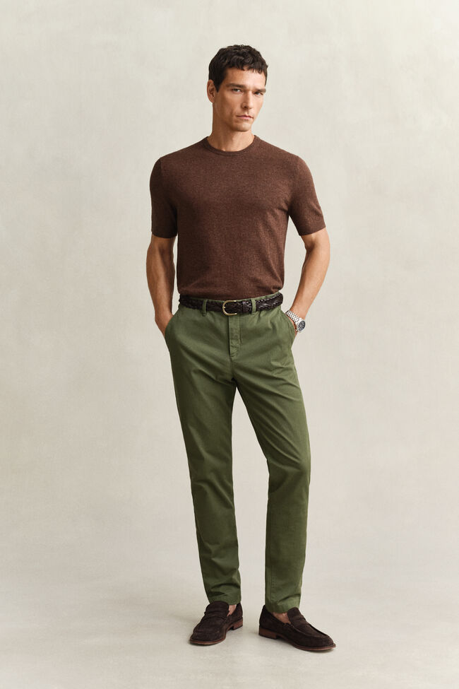 Slub Cotton Blend Short Sleeve Sweater