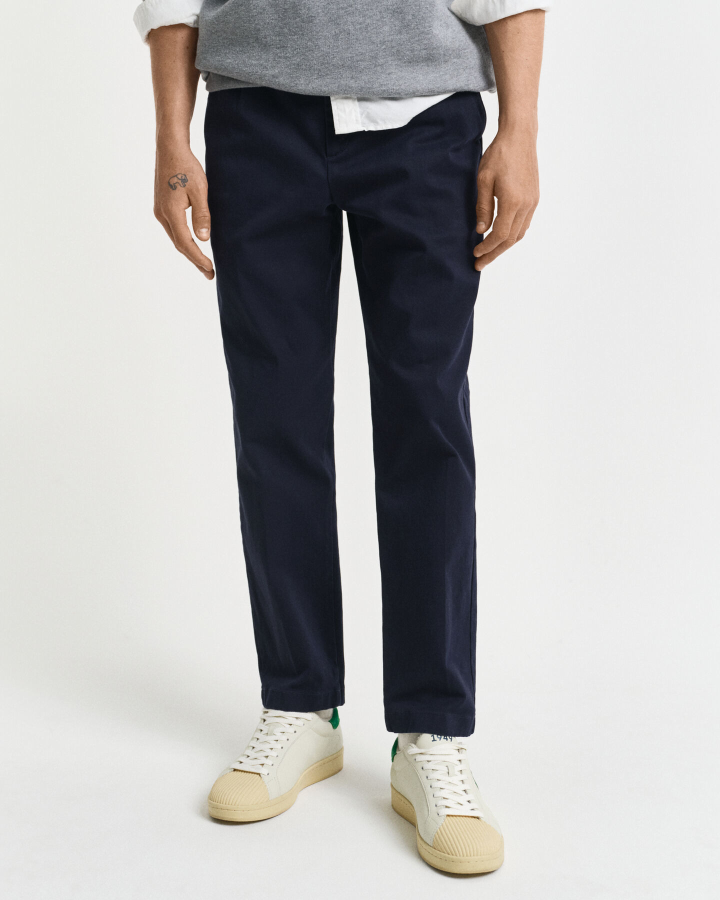 Slim Fit Tapered Cotton Twill Pants