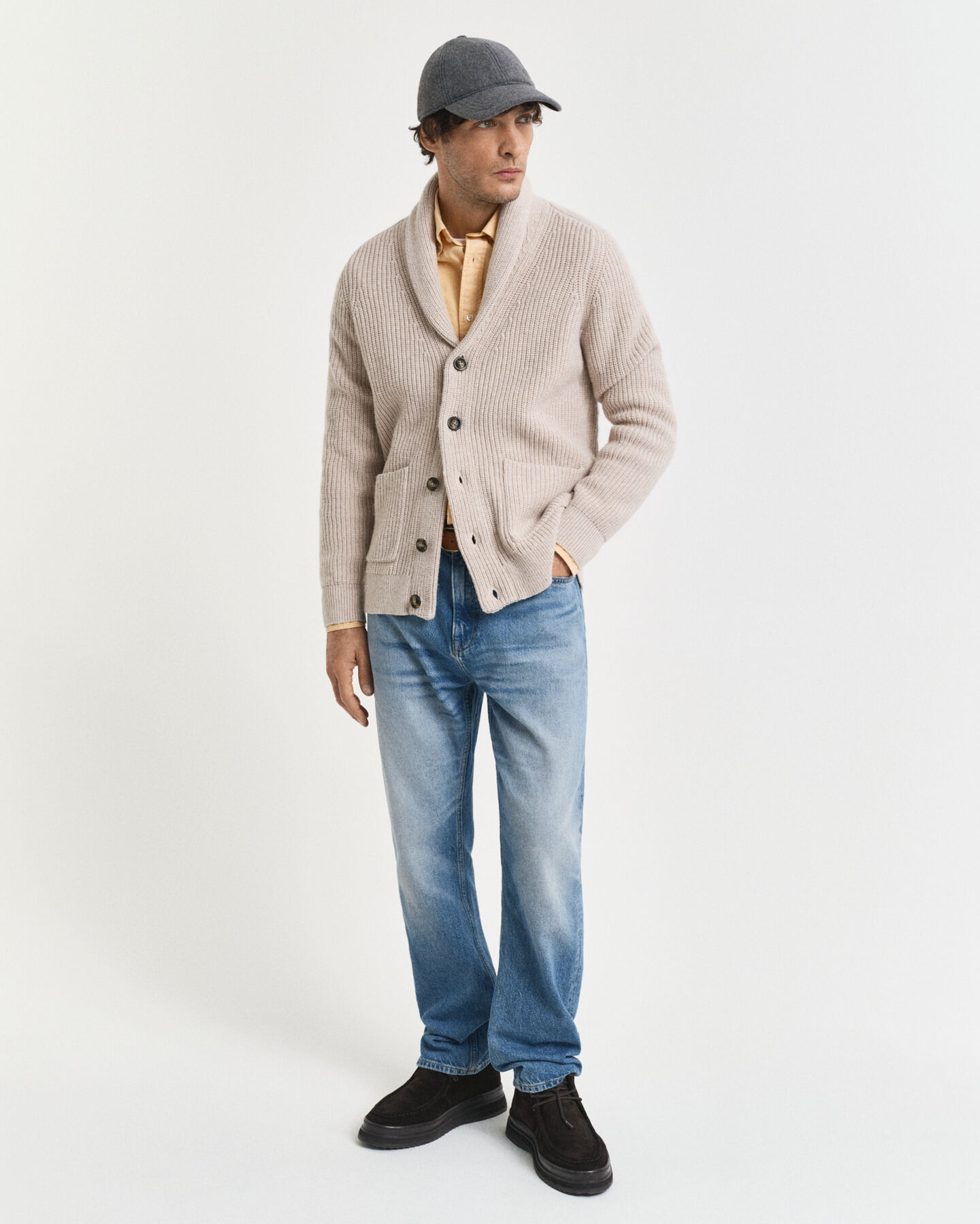 Wool Blend Shawl Collar Cardigan