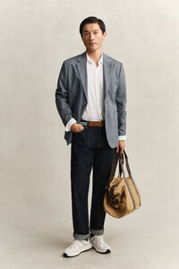 Indigo Herringbone Suit Jacket