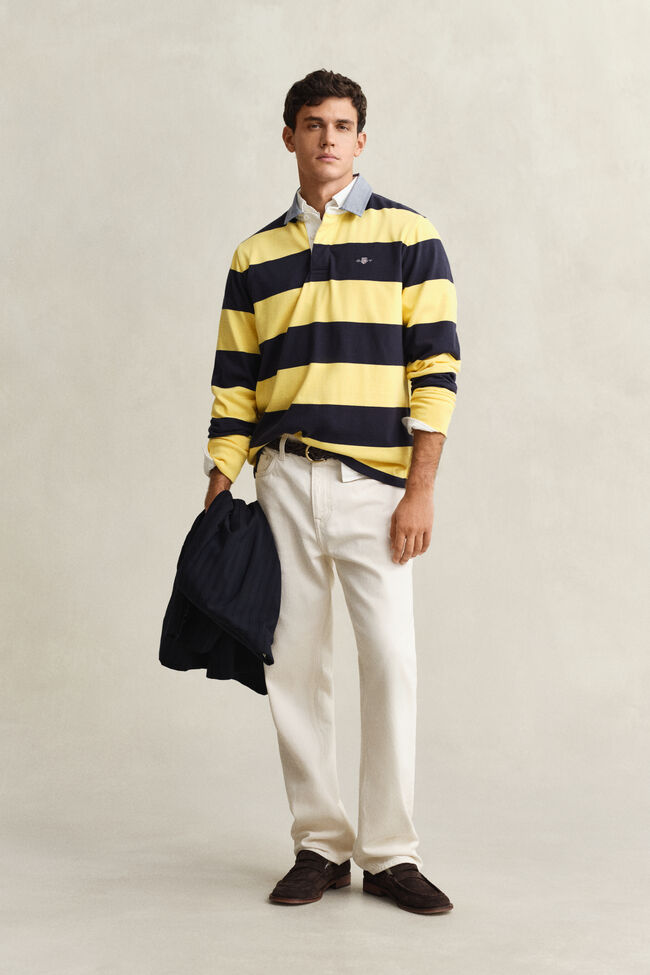 Chambray Collar Striped Heavy Rugger