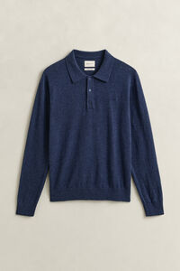 Slub Cotton Blend Polo Sweater