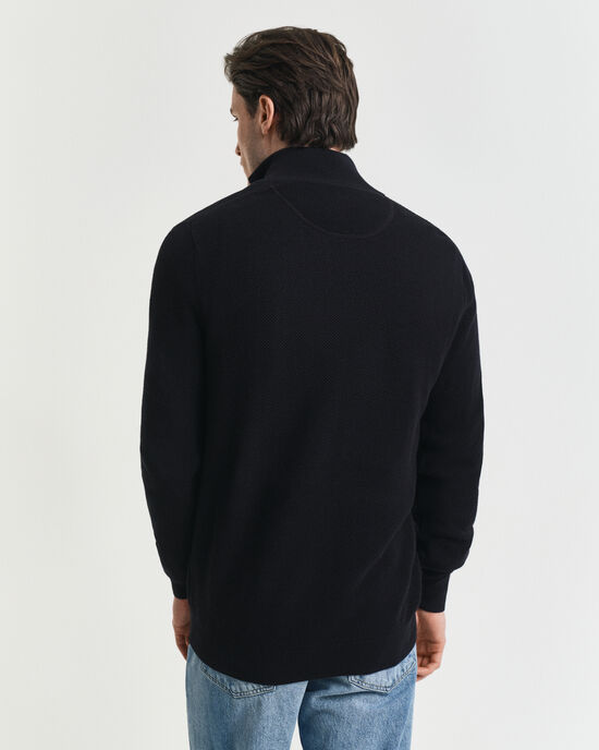 Cotton Piqué Half-Zip Sweater