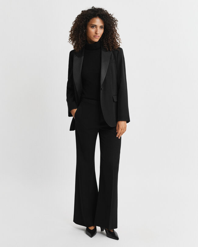 Wool Blend Flared Tuxedo Pants